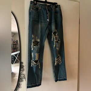 Distressed Blue Jeans